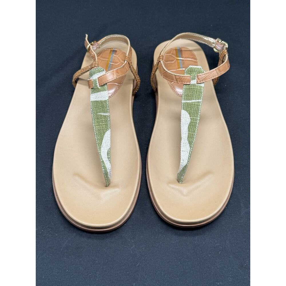 Sam Edelman Women's Naomi Buckle Thong Slingback Sandals Sz 9 Green Tan Summer - Picture 3 of 7
